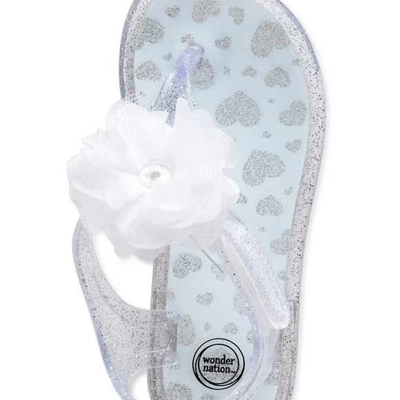 Wonder Nation Glitter Sandals with White Flower - Picture 2 of 8